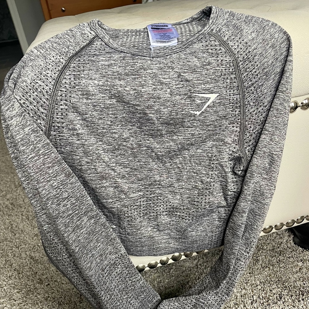 Gymshark Vital Seamless Marl Grey Long Sleeved Cropped Top
